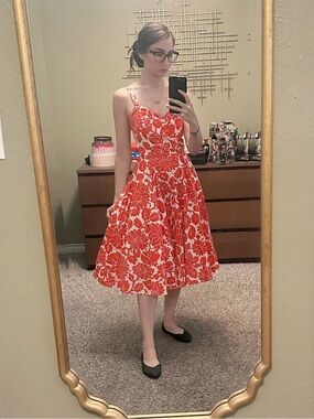 Bernie Dexter reddish Orange Floral Midi Dress